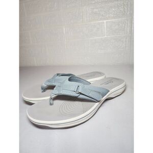 Clarks Womens Cloudsteppers Thong Sandals Grey Cushion Soft Casual Size Seven